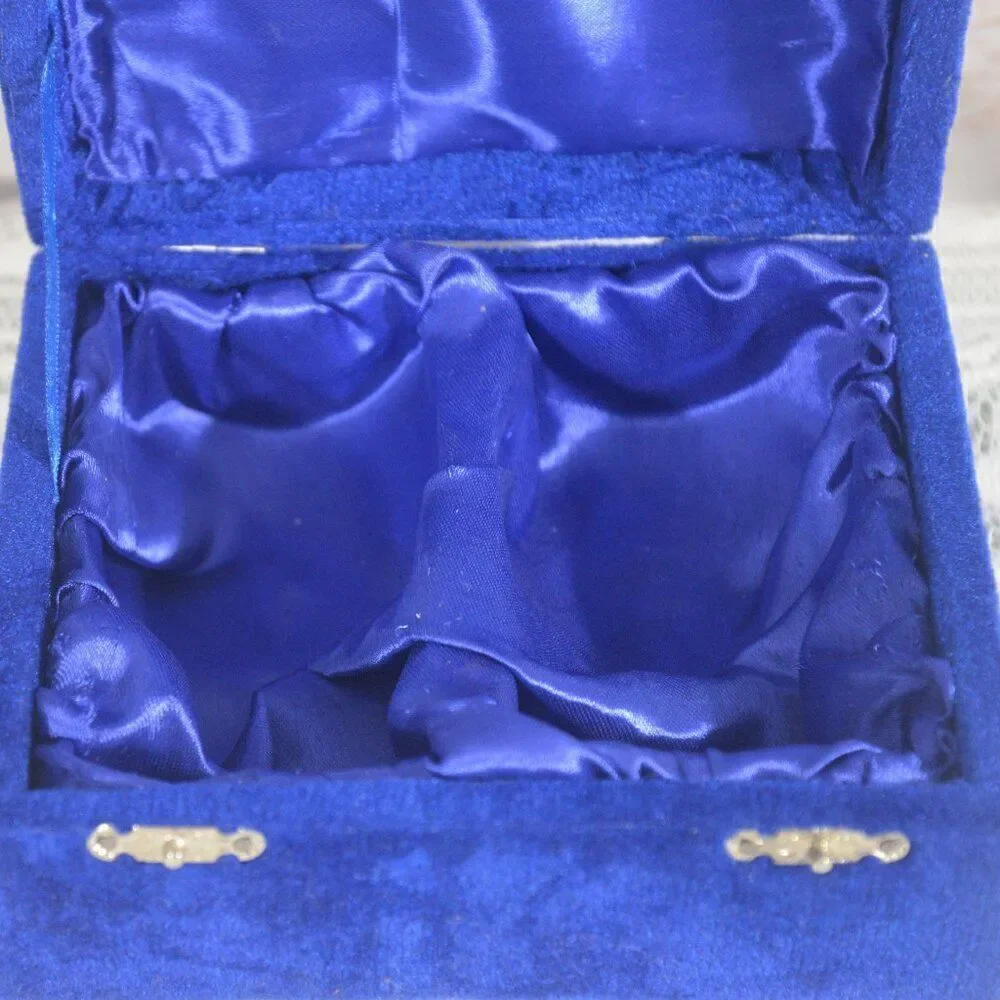Vintage Marble Barware Set in Blue Velvet and Silky Storage Case